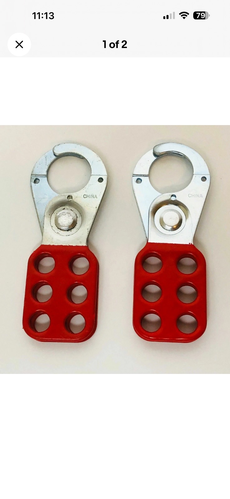 2 Pcs Brady Red Vinyl Coated Steel Safety Lock Out Tag Out Hasp With 1" Jaw